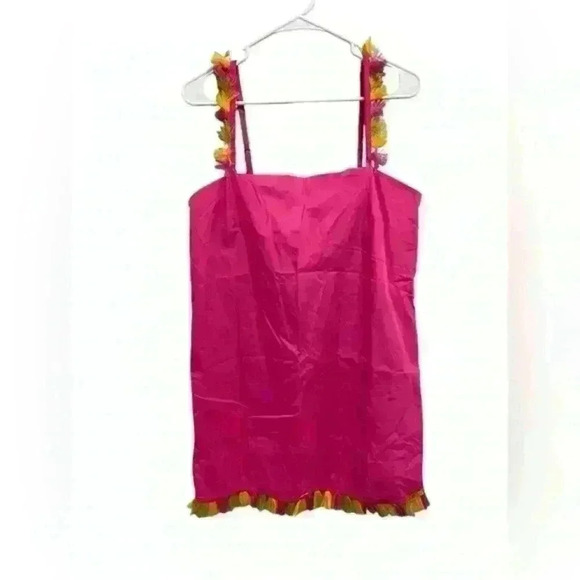NWT Anthropologie The Hartley Shift Mini Dress Neon Pink with Tassels Size M - Picture 3 of 15